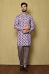 Buy_Samyukta Singhania_Purple Viscose Chikankari Printed And Embroidered Floral & Short Kurta _at_Aza_Fashions