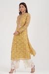 Buy_Gopi Vaid_Yellow Cotton Silk Floral Round Nargis Pattern Tunic_at_Aza_Fashions