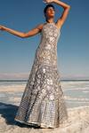 Buy Sahil Kochhar Blue Net Sequins, Embroidery Halter Neck Waqif Floral Gown at Aza Fashions Buy_Sahil Kochhar_Blue Net Sequins, Embroidery Halter Neck Waqif Floral Gown _at_Aza_Fashions