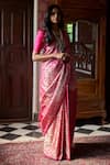 Buy_Kasturi Kundal_Pink Pure Silk Peacock And Floral Natkhat Chiraiya Hand Woven Saree  _at_Aza_Fashions