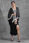 Buy_Dusala_Black Handwoven Pashmina Cape Open  _at_Aza_Fashions