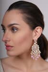 Buy_Ekathva Jaipur_Pink Quartz Amaia Rose Polki Earrings _at_Aza_Fashions