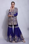 Buy_Sonali Gupta_Blue 25% Silk Embroidered Chikankari Parsi Round Kurta And Sharara Set  _at_Aza_Fashions