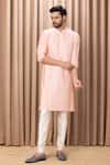 Buy Ankit V Kapoor Peach Cotton, Silk Embroidery Fahad Straight Kurta Set at Aza Fashions Buy_Ankit V Kapoor_Peach Cotton, Silk Embroidery Fahad Straight Kurta Set_at_Aza_Fashions
