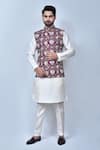 Buy_Arihant Rai Sinha_Purple Kurta And Pant Art Silk Printed Patola Elephant Cotton Bundi & Set _at_Aza_Fashions