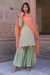 Buy The Home Affair Green Cotton, Silk Gota Patti Boat Neck Work Kurta Gharara Set at Aza Fashions Buy_The Home Affair_Green Cotton, Silk Gota Patti Boat Neck Work Kurta Gharara Set _at_Aza_Fashions