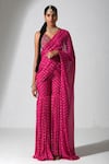 Buy_Rishi and Vibhuti_Pink Raw Silkand Georgette Embroidery Zardozi & Teaser Gharara Saree With Bralette _at_Aza_Fashions