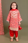 Buy_Chotibuti_Orange Cotton, Rayon Embroidery, Gota Patti Floral Print Kurta Set _at_Aza_Fashions
