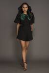 Buy_Deepika Arora_Black Roma Side Cut-out Playsuit With Detachable Collar_at_Aza_Fashions
