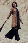 Buy_Label Varsha_Black Kurta Embroidery Floral Kurta Round Set With Long Woven Jacket_at_Aza_Fashions