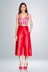 Buy_Betrue_Red Cotton, Silk V-neck Striped Bustier _at_Aza_Fashions