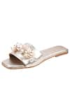 Buy_Adorn My Wish_Gold Embellished Pearl And Shell Flats _at_Aza_Fashions