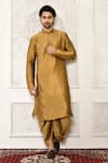 Buy_Arihant Rai Sinha_Gold Dupion Silk Solid Kurta And Dhoti Pant Set_at_Aza_Fashions