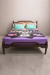Buy_Kyoona_Purple 100% Cotton Printed The Monks Tangerine Geometric Bedsheet Set_at_Aza_Fashions