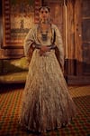 Buy_Etasha by Asha Jain_Gold Anarkali Brocade Embroidery Gota Patti Metallic Textured Set With Jacket _at_Aza_Fashions