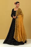 Buy_Ikshita Choudhary_Black Georgette Embroidery Scoop Neck Layered Anarkali With Dupatta _at_Aza_Fashions