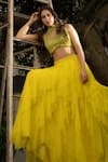 Buy_Richa Jaisinghani Label_Yellow Tulle And Georgette Embroidery Beads & Ruffle Layered Lehenga Set _at_Aza_Fashions