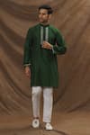 Buy_The Men's Kompany_Green Chanderi Silk Kurta  _at_Aza_Fashions