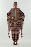 Buy_Aseem Kapoor_Multi Color Trouser-natural Crepe, Tunic- Afghan Printed Kurta And Set _at_Aza_Fashions