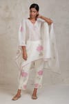 Buy_Sue Mue_Off White Handwoven Pure Chanderi Embroidered Patchwork Isra Kaftan And Pant Set _at_Aza_Fashions