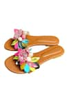 Buy_Cinderella by Heena Yusuf_Multi Color 3d Beads Passion Applique Work Flats _at_Aza_Fashions