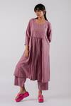 Buy Tussah By Siddhi Shah Purple Cotton Cutwork Round Yoke Kurta With Pant at Aza Fashions Buy_Tussah By Siddhi Shah_Purple Cotton Cutwork Round Yoke Kurta With Pant _at_Aza_Fashions