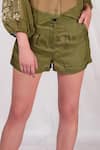 Seesa_Green Organza Silk Plain Shorts _Online_at_Aza_Fashions