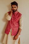 Buy_Ankita Lath_Red Silk And Embroidery Abstract Bundi & Kurta Set _at_Aza_Fashions