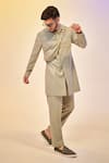 Buy_Kora By Nilesh Mitesh_Green Cotton Solid Indo-western Safari And Pant Set _at_Aza_Fashions