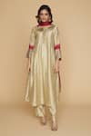 Buy_Label Niti Bothra_Ivory Silk Pitta, Marodi Keyhole And Work Kurta Palazzo Set _at_Aza_Fashions