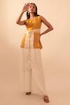 Buy_Vanshika Agarwal Label_White Bamberg Silk, Lining Taffeta, Natural Crepe Hazel Tie-up Top And Pant Set _at_Aza_Fashions
