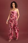 Buy_Style Junkiie_Pink Crepe Paisley Straight Sorbet Wrap Knotted Jumpsuit  _at_Aza_Fashions