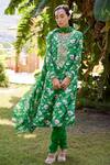 Buy Atelier Shikaarbagh Green Organza, Satin Embroidery Round Neck Floral Yoke Kurta Set at Aza Fashions Buy_Atelier Shikaarbagh_Green Organza, Satin Embroidery Round Neck Floral Yoke Kurta Set _at_Aza_Fashions