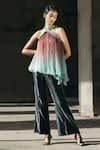 Buy_AKHL_Black Lurex Tulle Shimmer Flared Trousers _at_Aza_Fashions