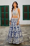 Buy_Twenty Nine_Blue Gajji Silk Bandhani Hand Embroidered Kutch Lehenga _at_Aza_Fashions