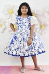 Buy_Fayon Kids_Blue Net Embroidery Floral Lace Dress _at_Aza_Fashions