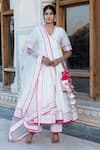 Buy_Pomcha Jaipur_Off White Cotton, Silk, Net Embroidery, Lilly Floral Print Anarkali Pant Set _at_Aza_Fashions