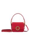 Buy_Aranyani_Red Embellished Quartz Gemstone Sling Handbag_at_Aza_Fashions