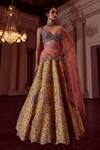 Buy_Mrunalini Rao_Yellow Silk, Organza Embroidery Nemali Lata Zardozi Work Bridal Lehenga Set _at_Aza_Fashions