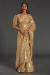 Buy_Rar Studio_Gold Chanderi Handloom (50% Silk X 50% Dori Saree With Blouse _at_Aza_Fashions