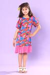 Buy_Littlecheer_Multi Color Viscose, Satin Butterfly Print Tiered Dress _at_Aza_Fashions