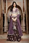 Buy_Matsya_Purple Tissue And Chanderi Embroidery Kashi Floral Motifs Lehenga Set  _at_Aza_Fashions