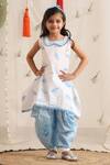 Buy_Cute Couture_White Poplin, Cotton Lace Leaf Print Kurta And Dhoti Pant Set _at_Aza_Fashions