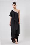 Buy Aakaar Black Modal Sequins Embellished One Shoulder Gown For Kids at Aza Fashions Buy_Aakaar_Black Modal Sequins Embellished One Shoulder Gown For Kids_at_Aza_Fashions