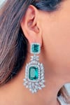 Shop_Prerto_Green Stone Venus Emerald Earrings_at_Aza_Fashions