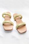 Buy_Foot Fuel_Cream Amalia Stone Embroidered Strappy Flats _at_Aza_Fashions
