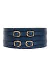 Buy_Trov_Blue Penny Broad Double Buckle Belt _at_Aza_Fashions
