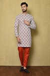 Buy_Samyukta Singhania_Multi Color Viscose Chikankari Pattern Kurta And Contrast Pant Set _at_Aza_Fashions