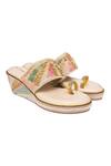Buy Kkarma Accessories Multi Color Embroidery Zardozi Platform Wedges at Aza Fashions Buy_Kkarma Accessories_Multi Color Embroidery Zardozi Platform Wedges _at_Aza_Fashions