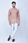 Buy_Khwaab by Sanjana Lakhani_Orange Kurta Cotton Printed Ikat Set_at_Aza_Fashions